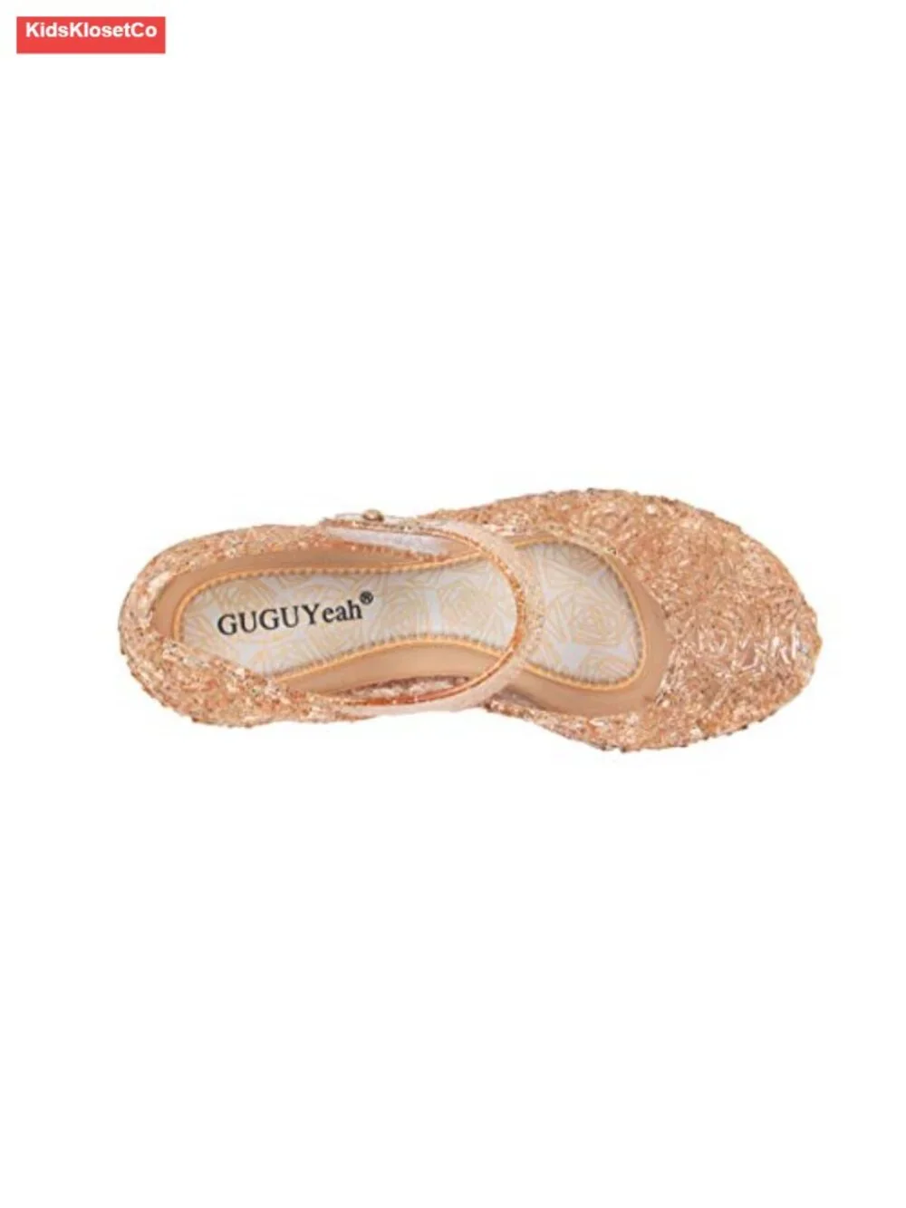 Lightweight Slip-On Jelly Flats with Velcro for Toddler & Little Girls Dress Up